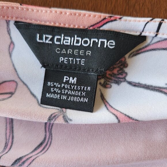 Liz Clairborn Career Pink Floral Blouse Sz PM - Picture 8 of 9